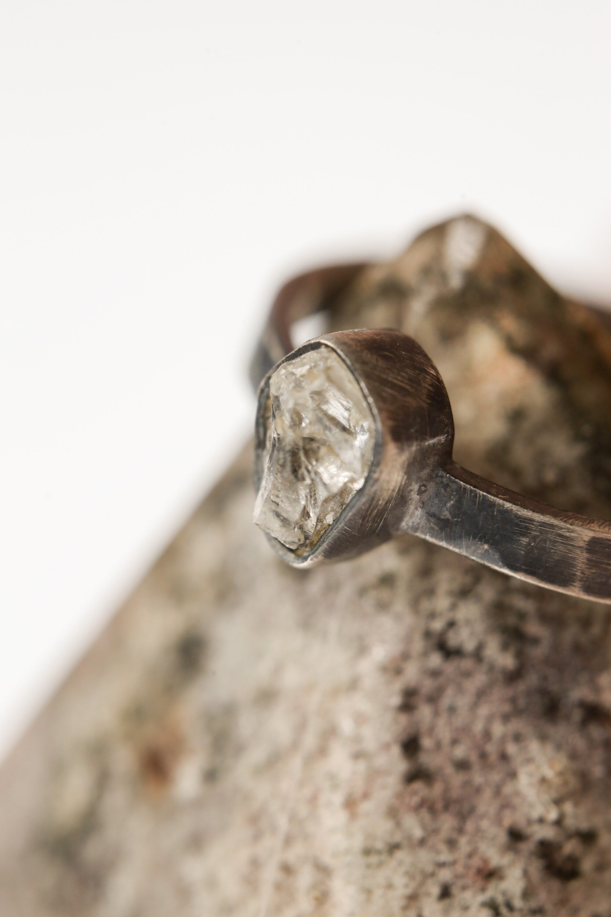 Lustrous Luminary - Sterling Silver Ring with Herkimer Diamond - Size 6 1/2 US - NO/03