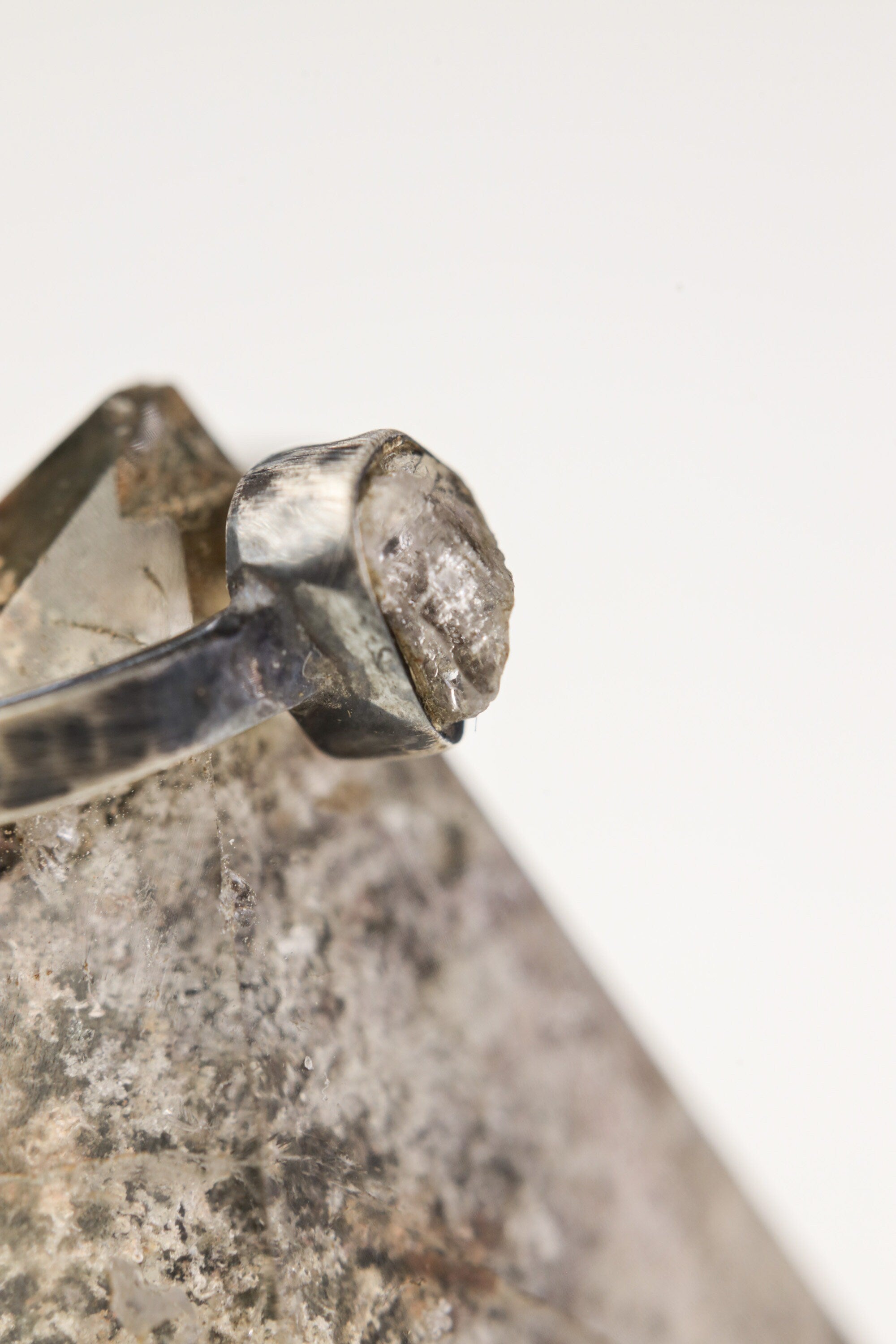 Lustrous Luminary - Sterling Silver Ring with Herkimer Diamond - Size 4 US - NO/07