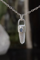 Opal/Angel Aura Quartz & Opal Doublet - High Shine Sterling Silver Crystal Pendant - NO/01