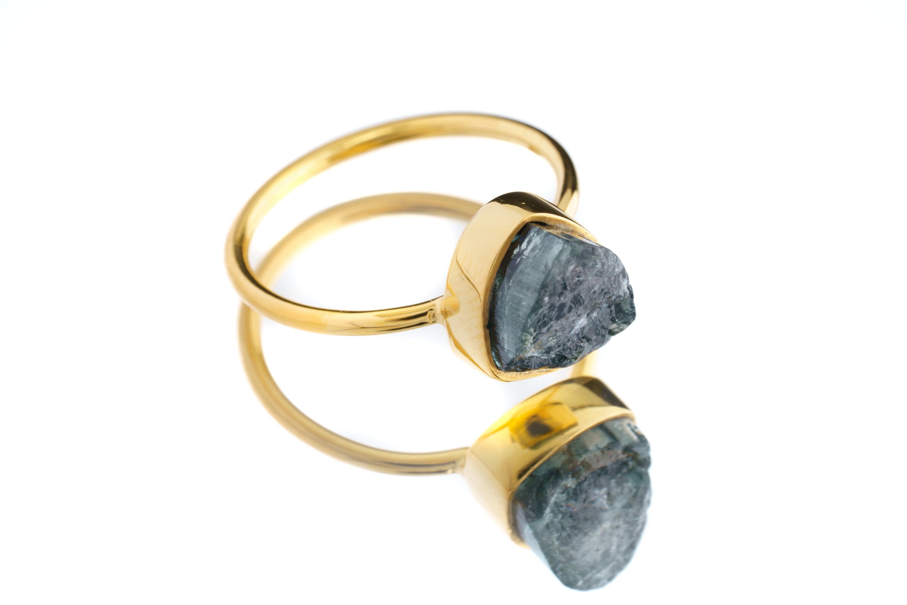 Blue Gem Tourmaline - Size 5 US - Gold Plated - Sterling Silver Crystal Ring