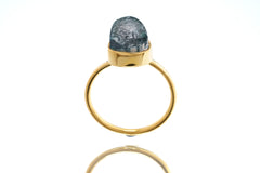 Blue Gem Tourmaline - Size 5 US - Gold Plated - Sterling Silver Crystal Ring