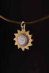 Lustrous Sunburst Pendant: Mother-of-Pearl Stone - Gold-toned Brass Pendant - Emotional Balance and Tranquillity