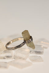 Textured & Oxidized Sterling Silver Torrington Ring with Raw Australian Aquamarine, Size 5,Pisces Zodiac, Emotional Clarity - NO/1