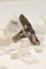 Torrington Radiance: Textured & Oxidised Sterling Silver Ring with Natural Australian Smoky Citrine Quartz - Size 6 - NO/01