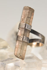 Torrington Radiance: Textured & Oxidised Sterling Silver Ring with Natural Australian Smoky Citrine Quartz - Size 9 - NO/03