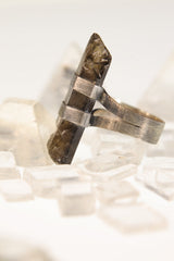 Torrington Radiance: Textured & Oxidised Sterling Silver Ring with Natural Australian Smoky Citrine Quartz - Size 6 - NO/01