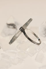 Textured & Oxidised Sterling Silver Ring with Raw Natural Himalayan Aquamarine, Perfect Gift, Pisces Zodiac, Calming - Size 9 1/4 US - NO/02