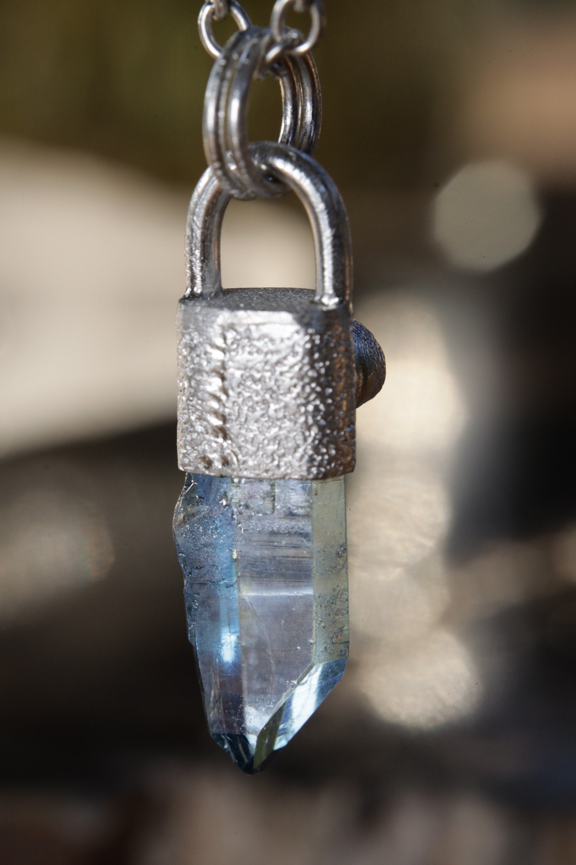 Aqua Luminescence: Aqua Aura Quartz & Australian Opal Doublet - High Shine Sterling Silver Crystal Pendant - NO/06