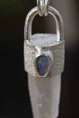 Opal/Angel Aura Quartz & Opal Doublet - High Shine Sterling Silver Crystal Pendant - NO/01