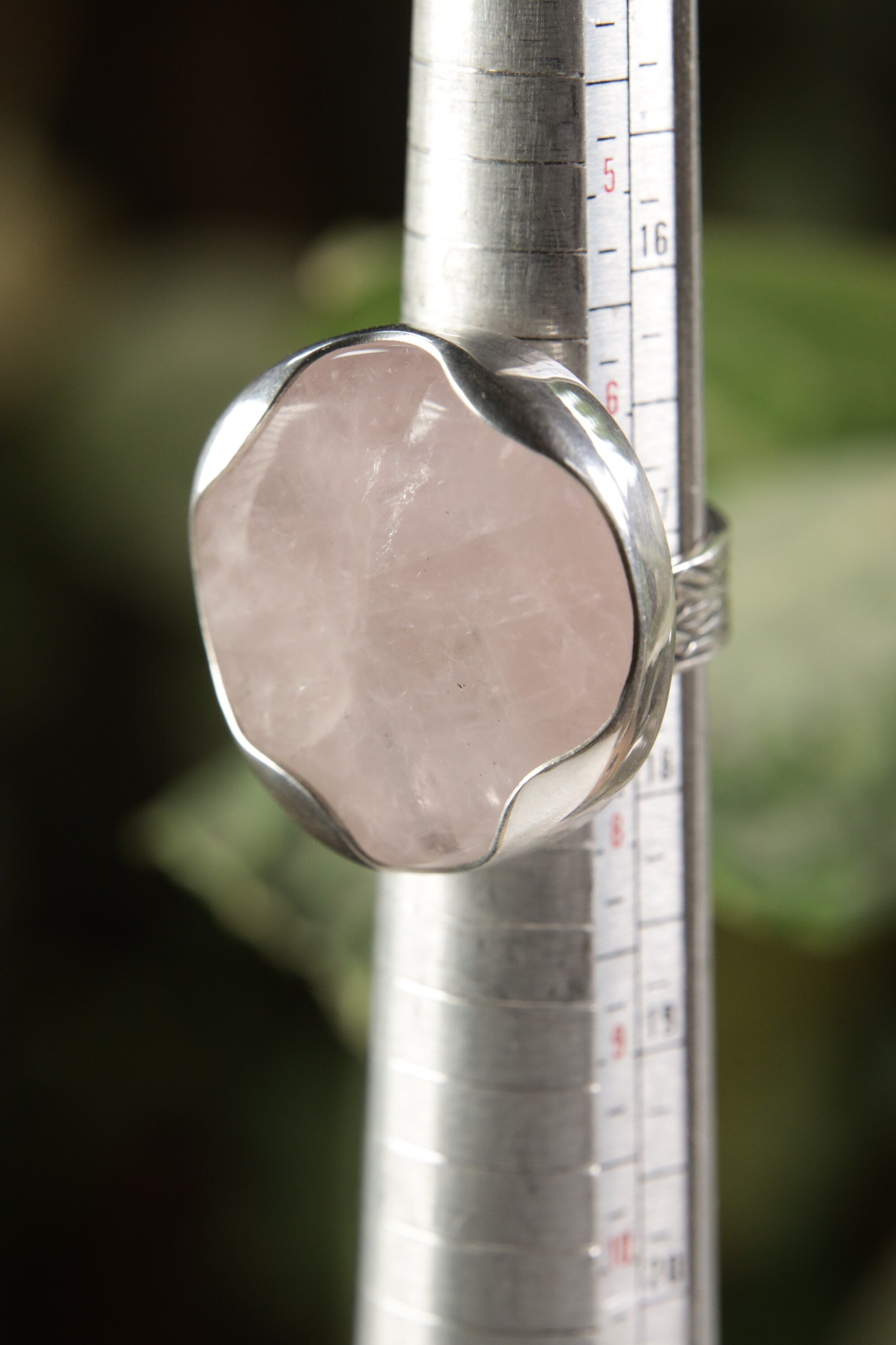 A Sturdy Embrace of Gentle Love: Adjustable Sterling Silver Ring with Raw Rose Quartz - Unisex - Size 5-10 US