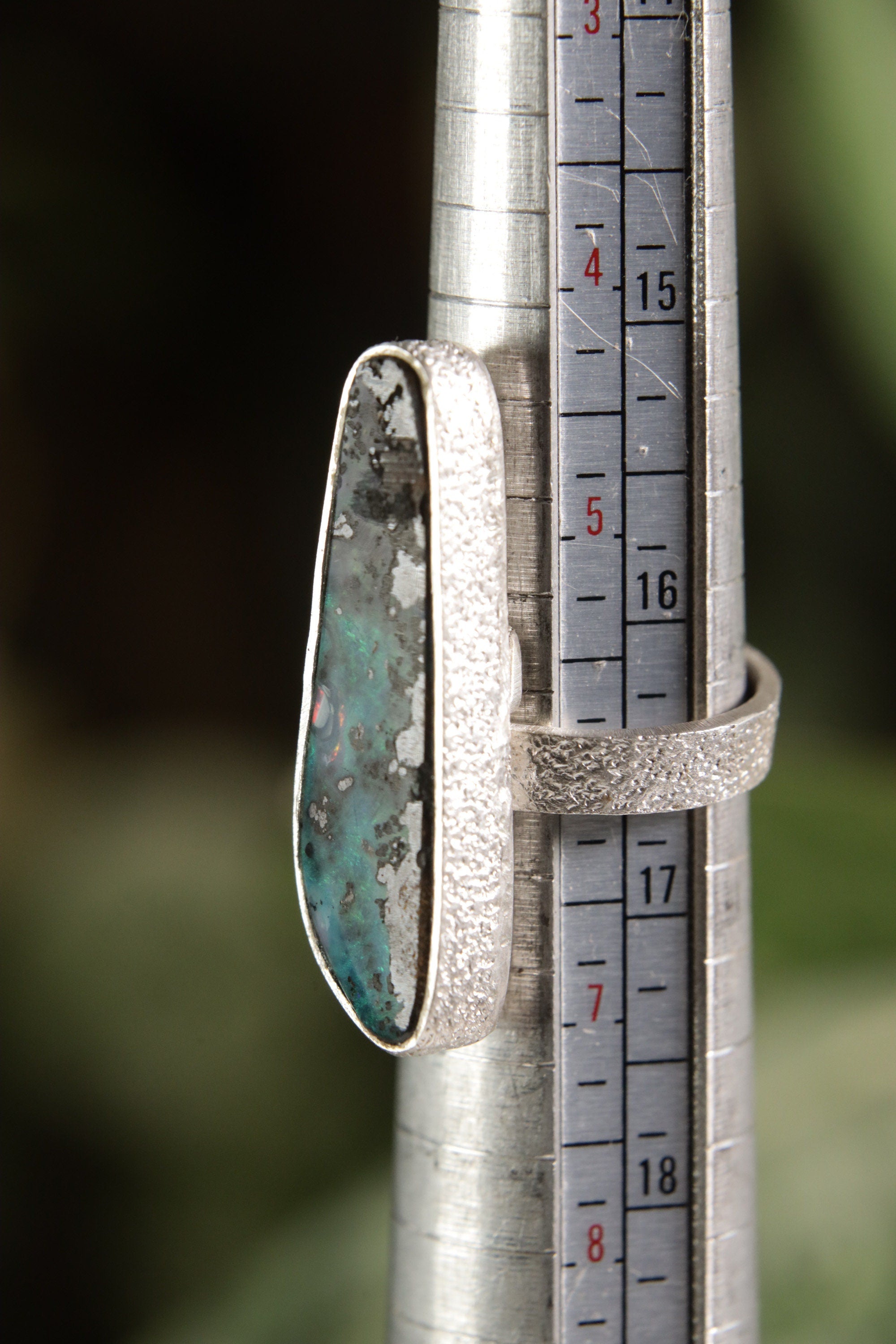 Ethereal Light Opal: Adjustable Sterling Silver Ring with Opal - Textured - Unisex - Size 5-10 US