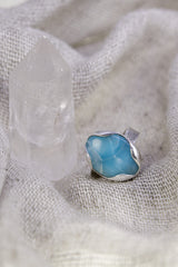 A Tribute to Oceanic Splendor: Adjustable Sterling Silver Ring with Oval Larimar - Unisex - Size 5-10 US - NO/07