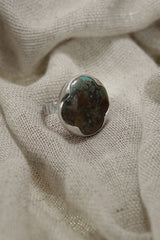 Himalayan Serenity: Adjustable Sterling Silver Ring with Himalayan Turquoise - Unisex - Size 5-10 US