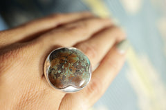 Himalayan Serenity: Adjustable Sterling Silver Ring with Himalayan Turquoise - Unisex - Size 5-10 US