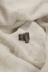 Vera Cruz Twilight: Adjustable Sterling Silver Ring with Vera Cruz Amethyst - Brush Textured - Unisex - Size 5-10 US - NO/08