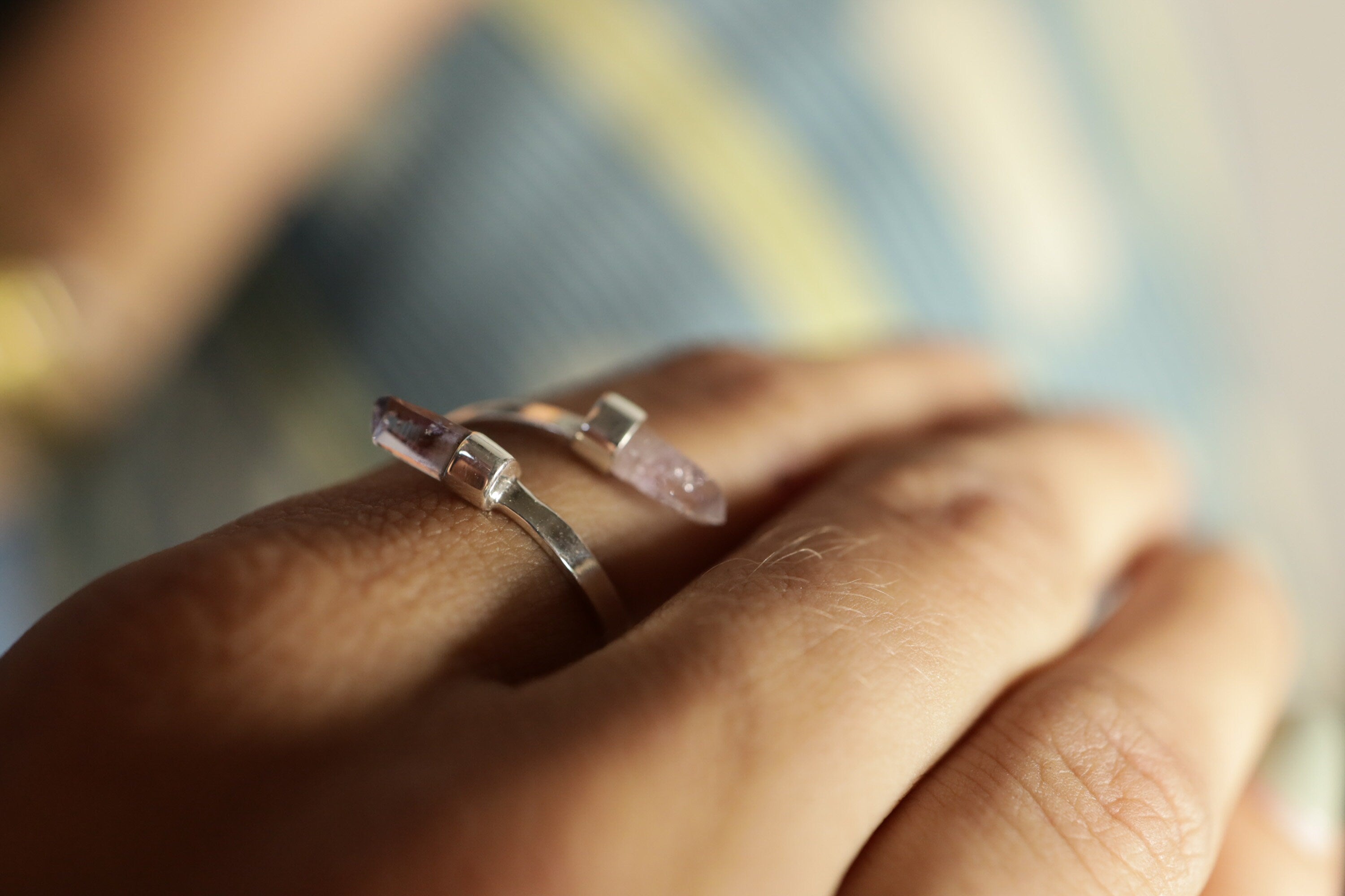 Amethyst Embrace: Adjustable Sterling Silver Ring with Vera Cruz Amethyst - Size 5-9 US