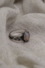 Abyssinian Radiance: Sterling Silver Ring with Ethiopian Opal - Textured & Oxidised - Size 7 3/4