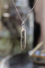 Luminous Peak: Sterling Silver Pendant with Himalayan Chlorite Quartz with White Rutile and Opal - High Shine & Sand Textured - NO/01