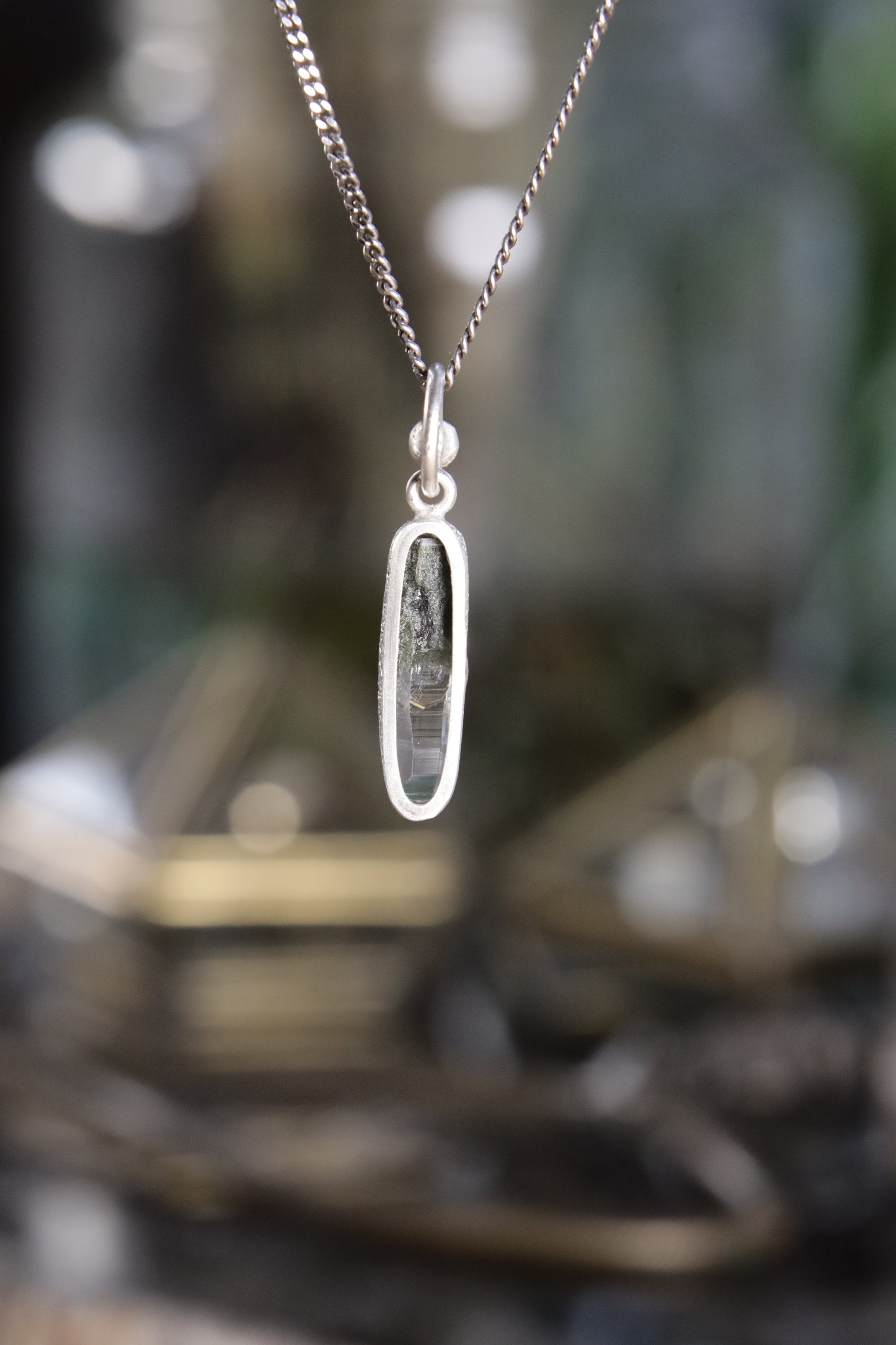 Luminous Peak: Sterling Silver Pendant with Himalayan Chlorite Quartz and Opal - High Shine & Sand Textured - NO/07