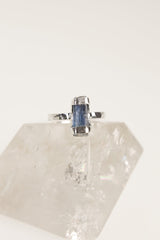 Azure Depths Australian Kyanite Ring - Hammered & Shiny Finish - Sterling Silver Ring - Size 5 1/2 US