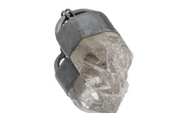 Luminous Essence Clear Quartz Pendant - Sterling Silver Crystal Pendant - Oxidized Finish & Brush Textured