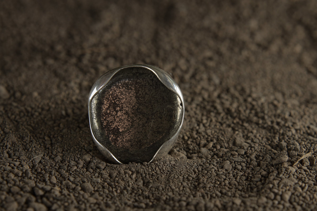 A Sturdy Embrace of Resilient Radiance: Adjustable Sterling Silver Ring with Pyrite - Unisex - Size 5-12 US