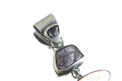 Tanzanite, Rhodochrosite, & Aquamarine Pendant, Oxidized, Brush-Textured Sterling Silver, Pisces and Aquarius Zodiac, Unique Gift