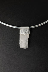 Naturally Capped Clear Spodumene Stack Pendant, Organic Textured 925 Sterling Silver, Crown Chakra, Libra Zodiac,Spiritual Clarity and Peace