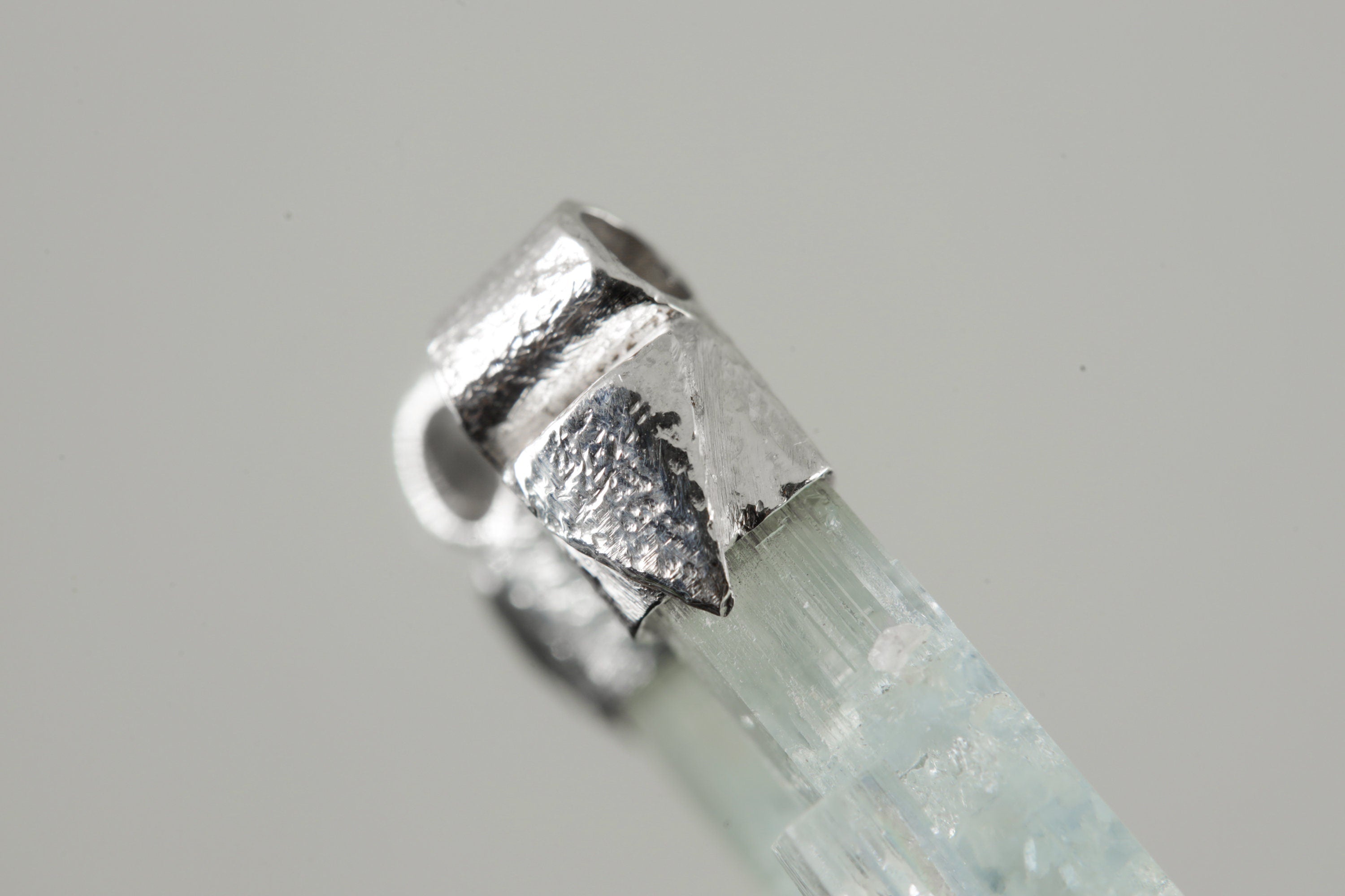 Natural Gem Aquamarine Twin Stack Pendant, Organic Textured 925 Sterling Silver, Throat Chakra, Pisces Zodiac, Communication and Harmony