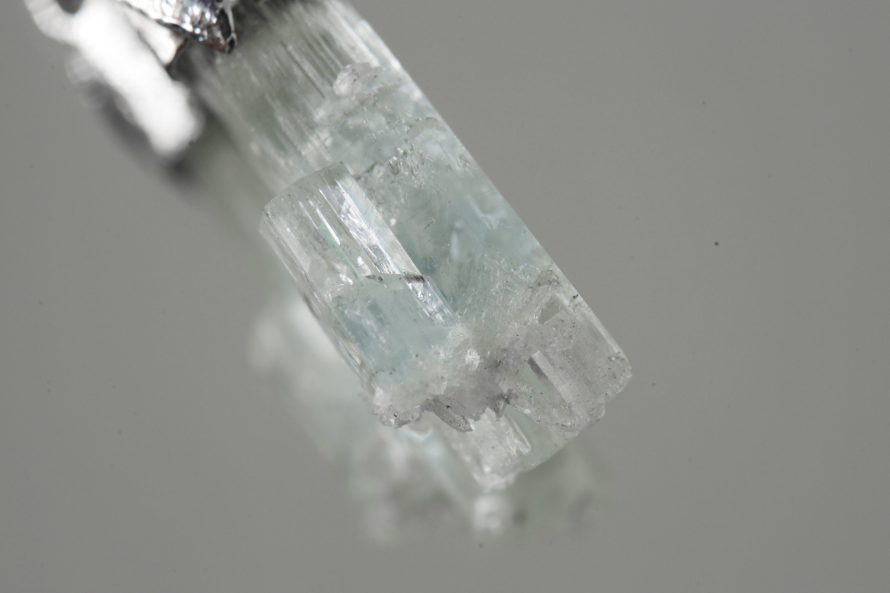 Natural Gem Aquamarine Twin Stack Pendant, Organic Textured 925 Sterling Silver, Throat Chakra, Pisces Zodiac, Communication and Harmony