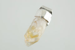 Natural Phantom Citrine Quartz Point Stack Pendant, Organic Textured Sterling Silver, Solar Plexus Chakra, Leo,Abundance,Unique Gift - NO/02