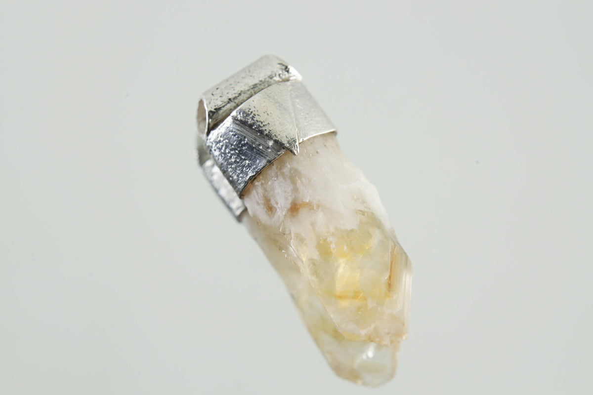 Natural Phantom Citrine Quartz Point Stack Pendant, Organic Textured Sterling Silver, Solar Plexus Chakra, Leo,Abundance,Unique Gift - NO/02