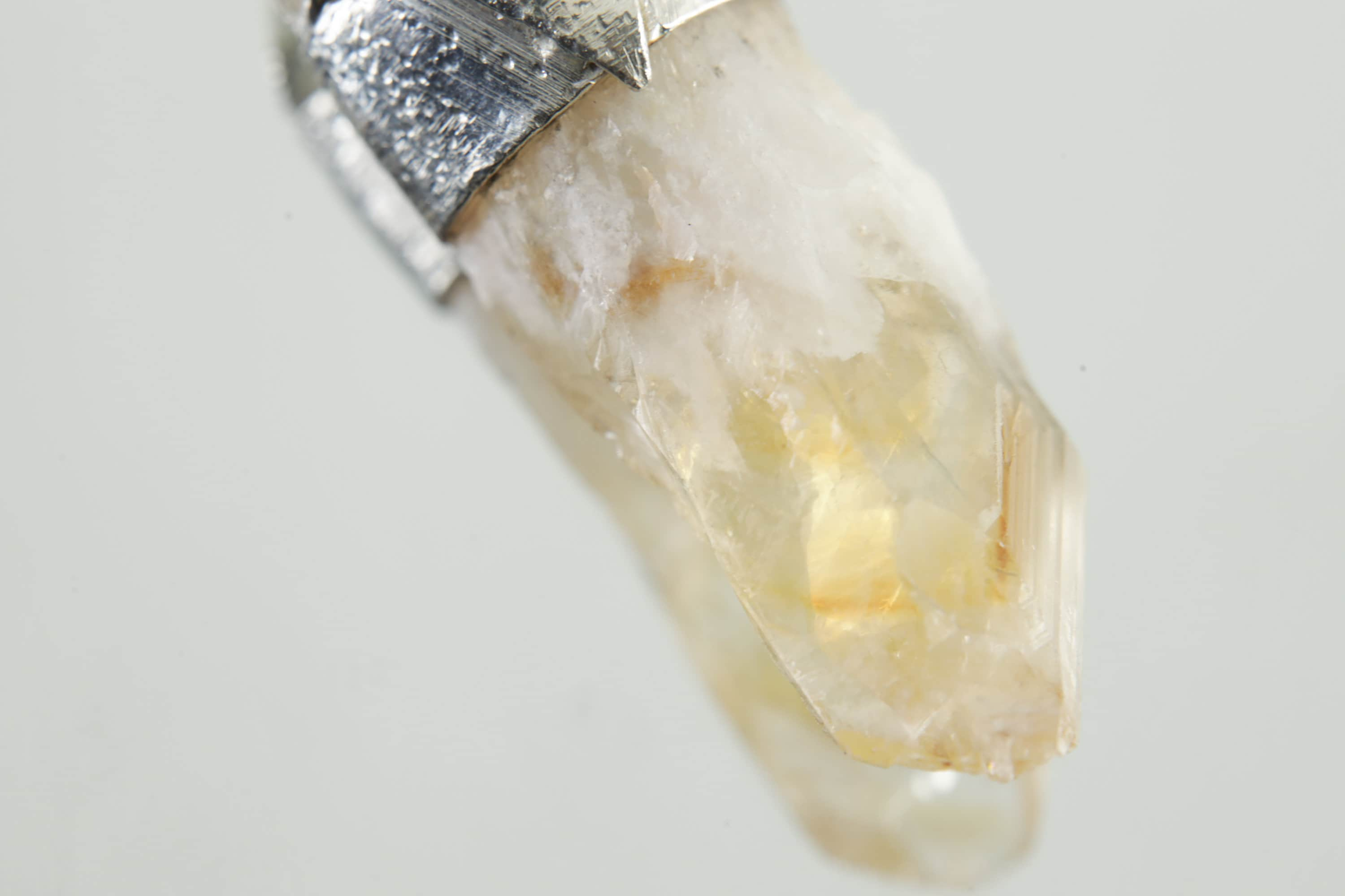 Natural Phantom Citrine Quartz Point Stack Pendant, Organic Textured Sterling Silver, Solar Plexus Chakra, Leo,Abundance,Unique Gift - NO/02