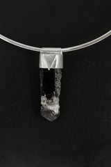 Himalayan Dark Smoky Skeletal Quartz Point Stack Pendant, Organic Textured Sterling Silver, Root Chakra, Capricorn, Unique Gift