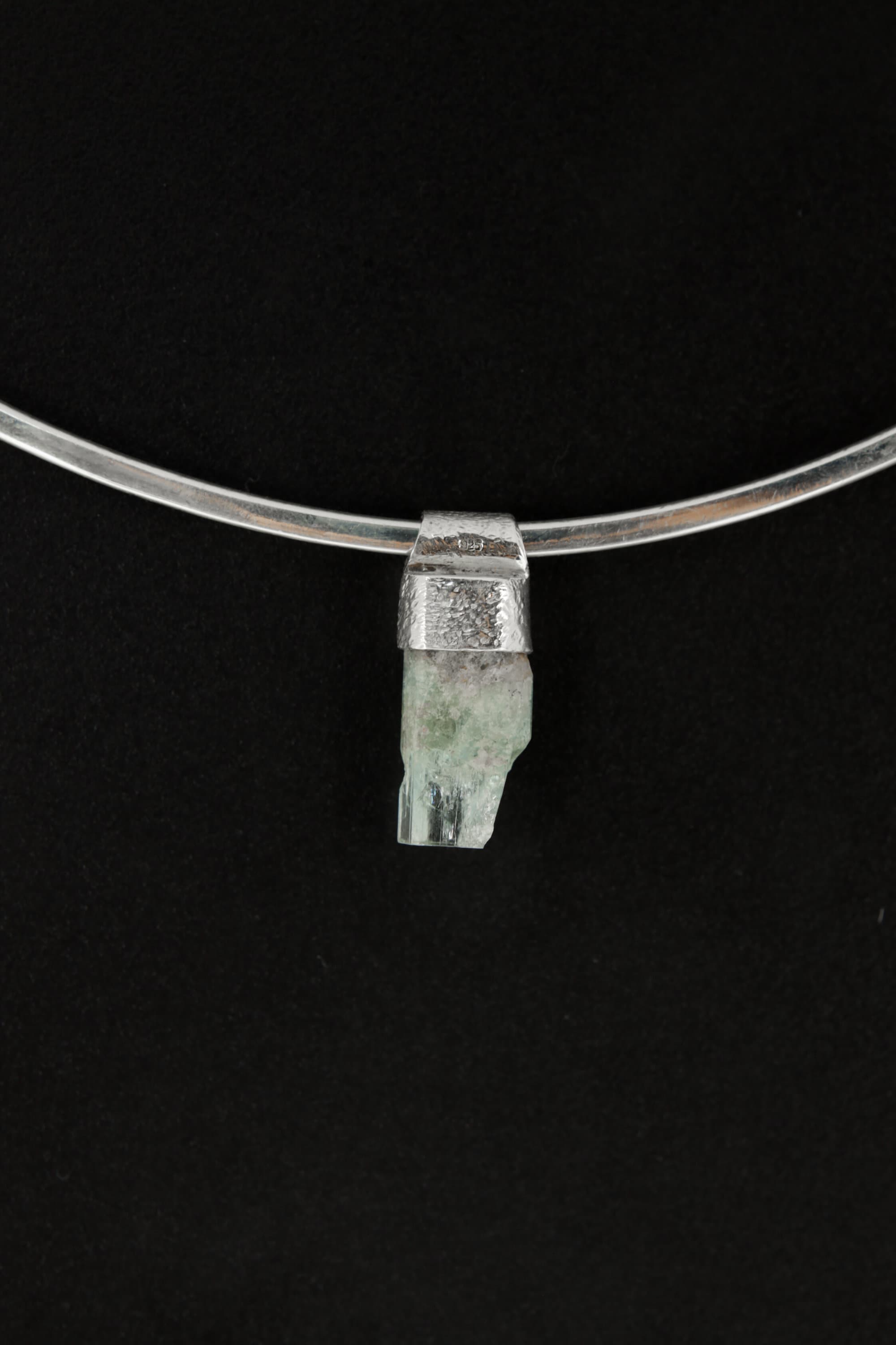 Natural Capped Gem Aquamarine Stack Pendant, Organic Textured 925 Sterling Silver, Throat Chakra, Aquarius Zodiac, Communication