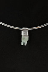 Natural Capped Gem Aquamarine Stack Pendant, Organic Textured 925 Sterling Silver, Throat Chakra, Aquarius Zodiac, Communication