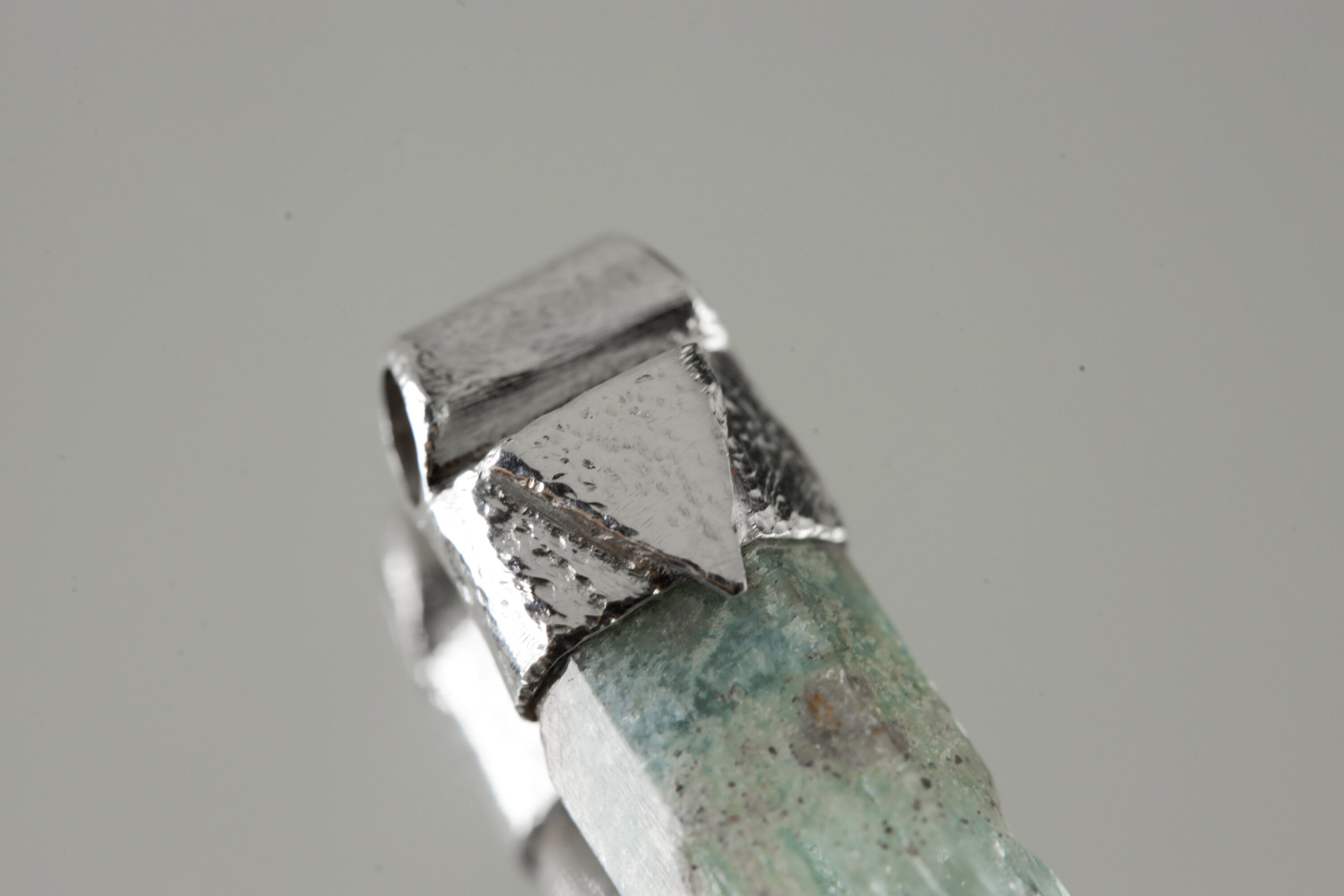 Natural Capped Gem Aquamarine Stack Pendant, Organic Textured 925 Sterling Silver, Throat Chakra, Aquarius Zodiac, Communication