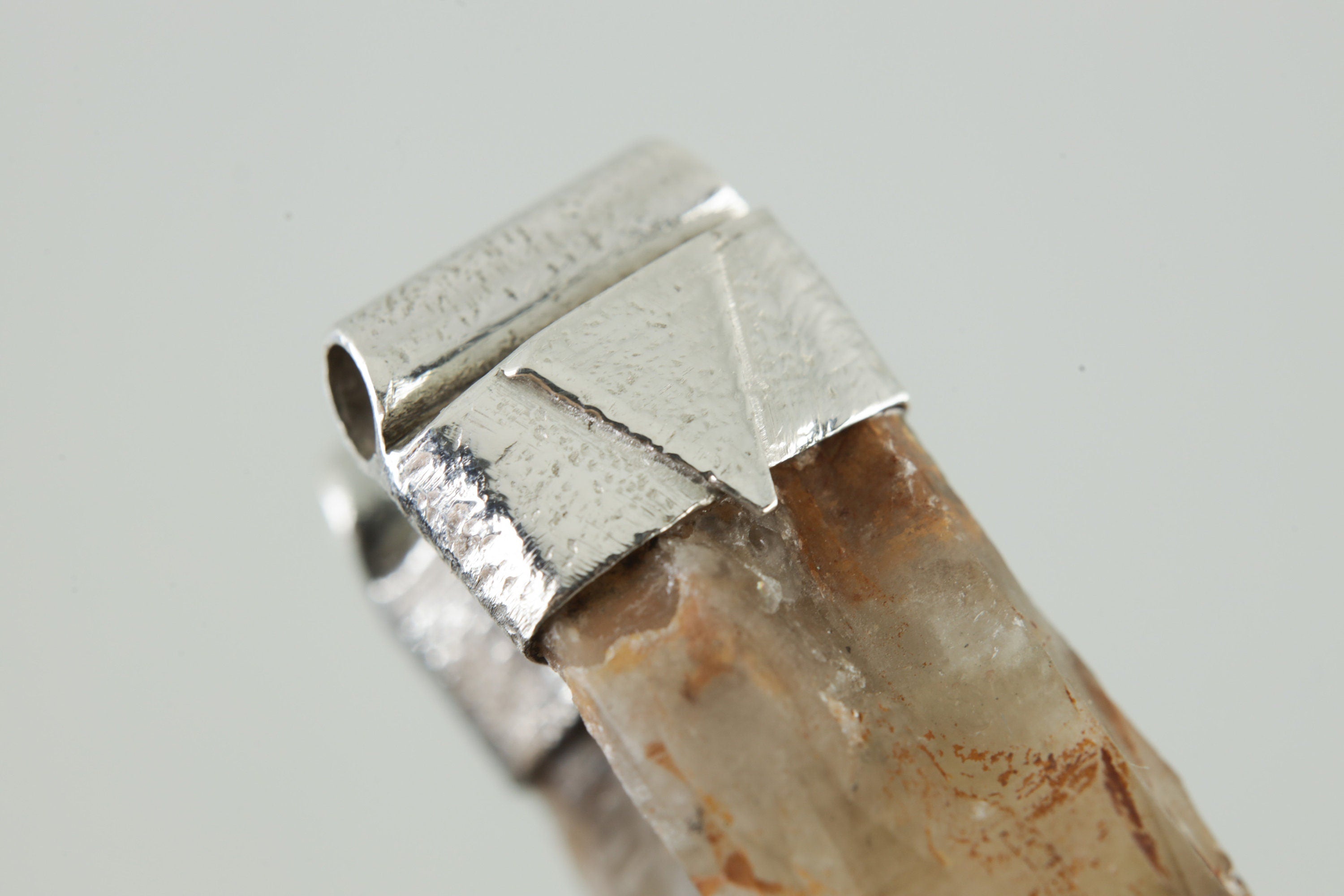 Australian Lithium Citrine Quartz Point Stack Pendant, Organic Textured 925 Sterling Silver, Solar Plexus Chakra, Sagittarius, Unique Gift