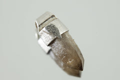 Small Torrington Cathedral Phantom Laser Citrine Quartz Point Stack Pendant, Organic Textured 925 Sterling Silver, Unique Gift