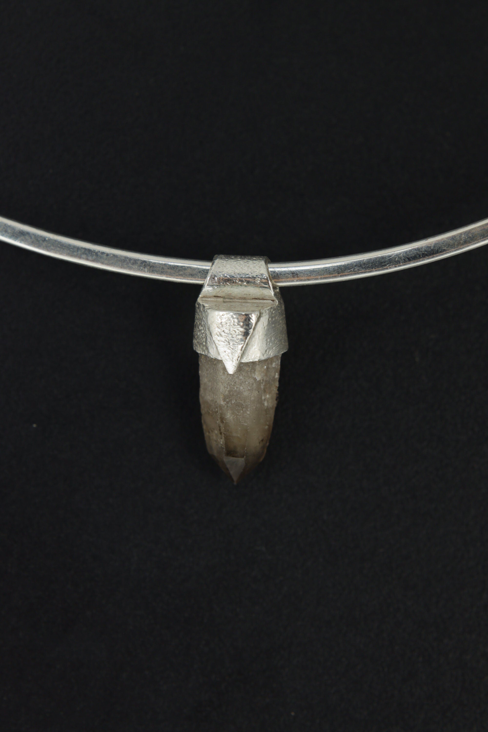 Small Torrington Cathedral Phantom Laser Citrine Quartz Point Stack Pendant, Organic Textured 925 Sterling Silver, Unique Gift