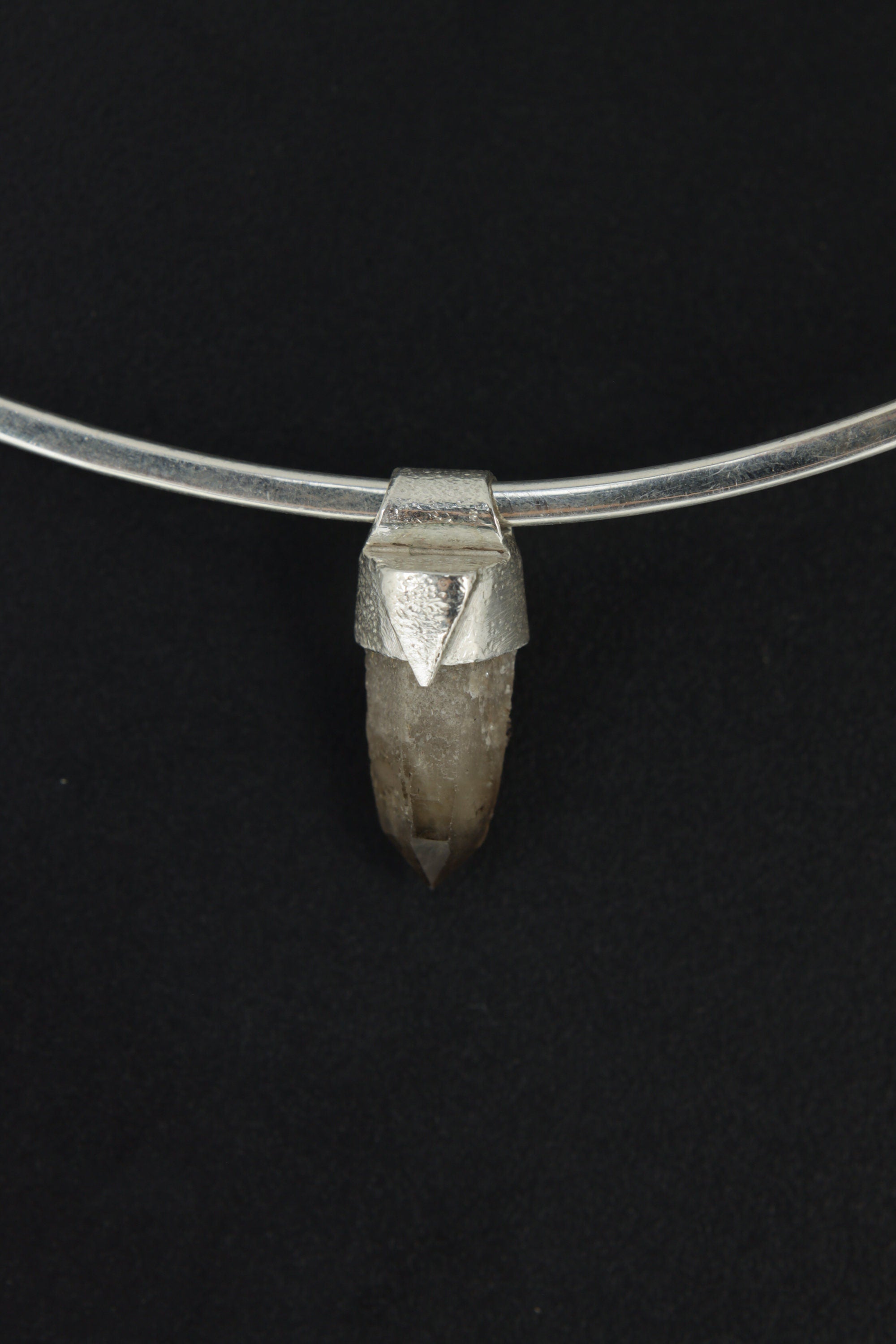 Small Torrington Cathedral Phantom Laser Citrine Quartz Point - Stack Pendant - Organic Textured 925 Sterling Silver - Crystal Necklace