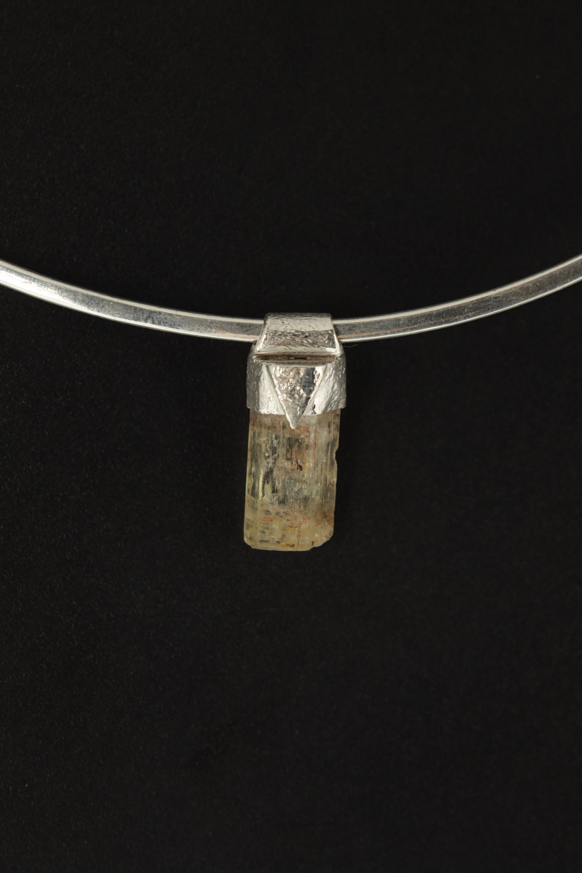 Terminated Australian Natural Gem Aquamarine Stack Pendant, Organic Textured 925 Sterling Silver, Throat Chakra, Pisces Zodiac,Unique Gift