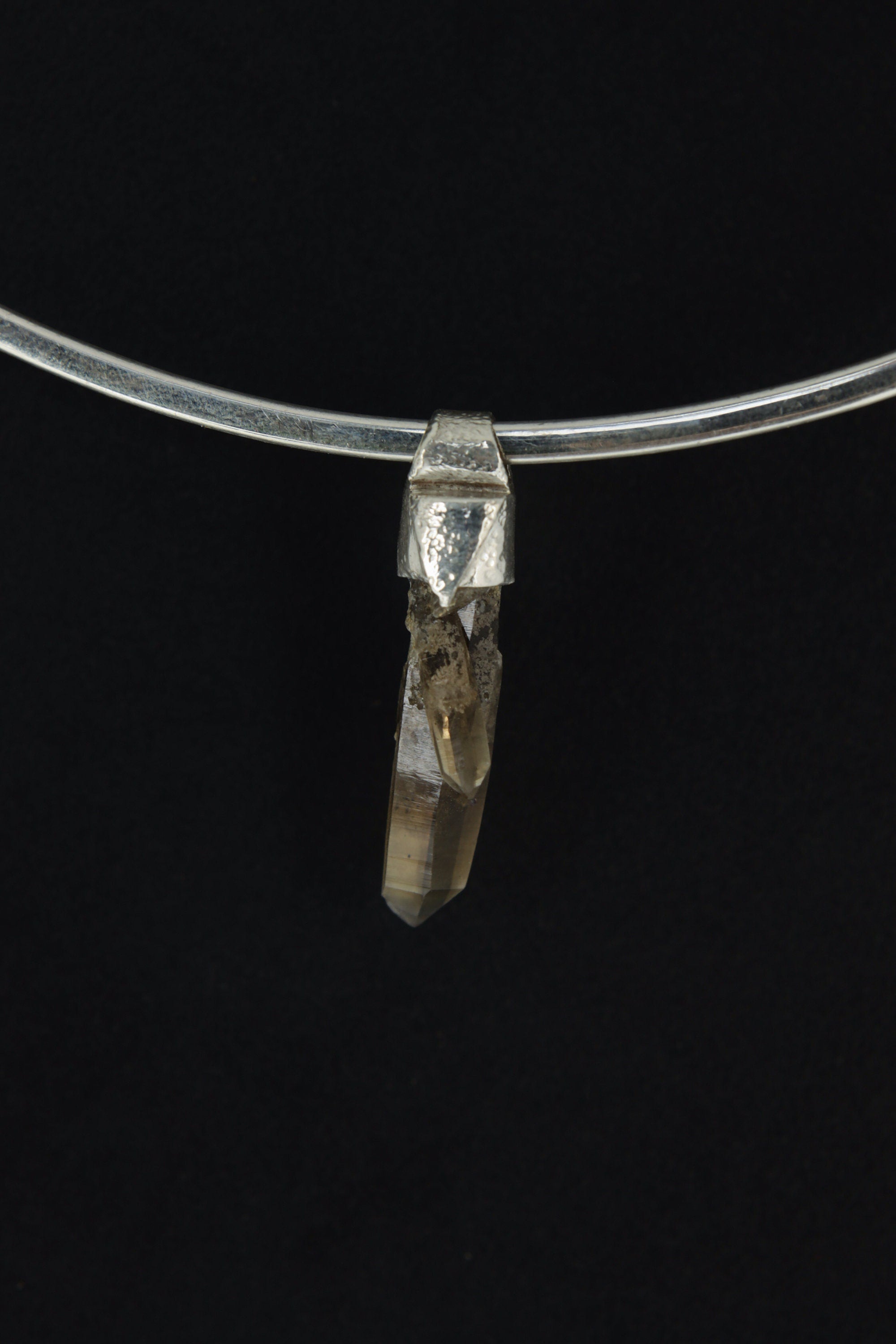 Torrington Cathedral Twin Phantom Laser Citrine Quartz Point Stack Pendant, Organic Textured Sterling Silver,Solar Plexus Chakra,Unique Gift