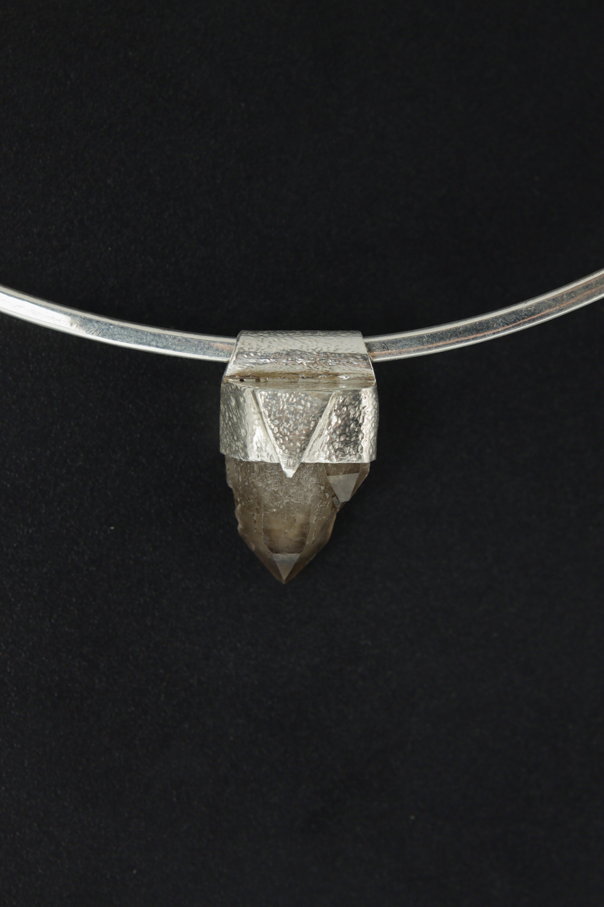 Torrington Twin Lemurian Citrine Point - Stack Pendant - Organic Textured 925 Sterling Silver - Crystal Necklace