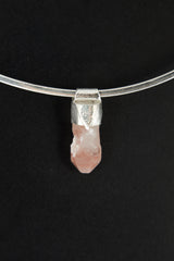 Australian Phantom Lithium Quartz Point Stack Pendant, Organic Textured 925 Sterling Silver, Heart Chakra, Libra Zodiac,Unique Gift - No/09