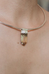 Natural Pyrite Inclusion Quartz Point Stack Pendant, Organic Textured Sterling Silver, Solar Plexus Chakra, Leo ,Protection, Unique Gift