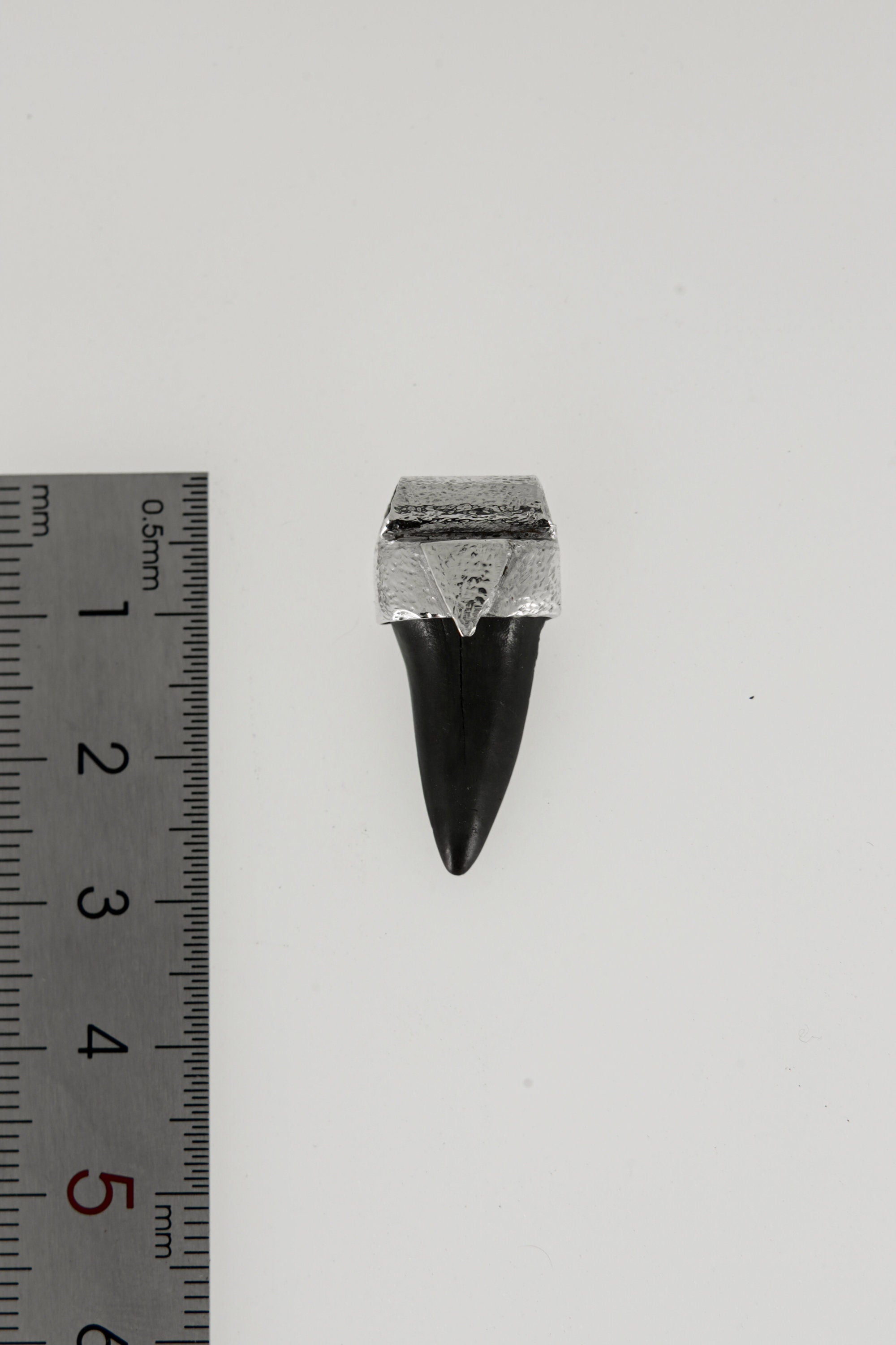 Small Megalodon Fossil Tooth - Stack Pendant - Organic Textured 925 Sterling Silver - Crystal Necklace - NO/01