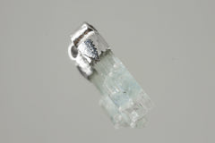 Natural Gem Aquamarine Twin Stack Pendant, Organic Textured 925 Sterling Silver, Throat Chakra, Pisces Zodiac, Communication and Harmony