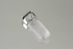 Clear Terminated Optical Selenite Stack Pendant, Organic Textured 925 Sterling Silver, Crown Chakra, Virgo Zodiac, Spiritual Clarity