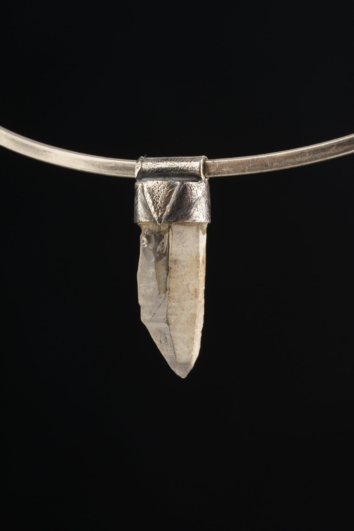 Crystal Necklace Featuring Australian Lithium Quartz Point, Hand Fossicked Gem, Organic Textured 925 Sterling Silver, Stack Collection Charm